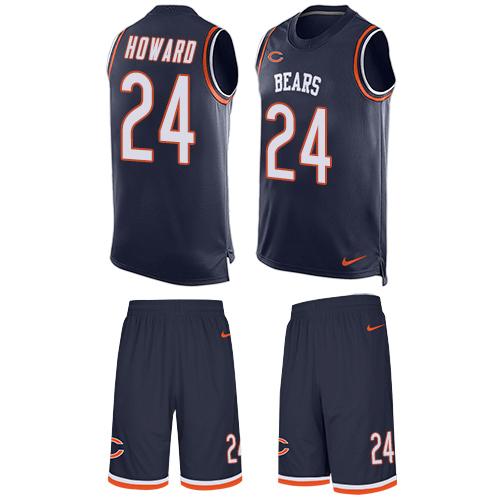 Nike Bears #24 Jordan Howard Navy Blue Team Color Men's Stitched NFL Limited Tank Top Suit Jersey - Click Image to Close